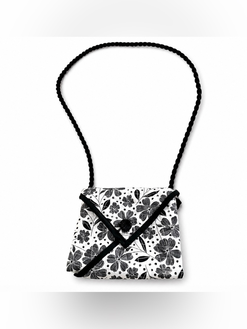 Quilted Envelope Style Purse with Shoulder Rope Strap Adorable!!